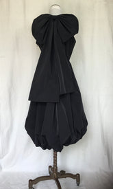 Midnight Drama – Black Bubble Hem Gown with Oversized Back Bow